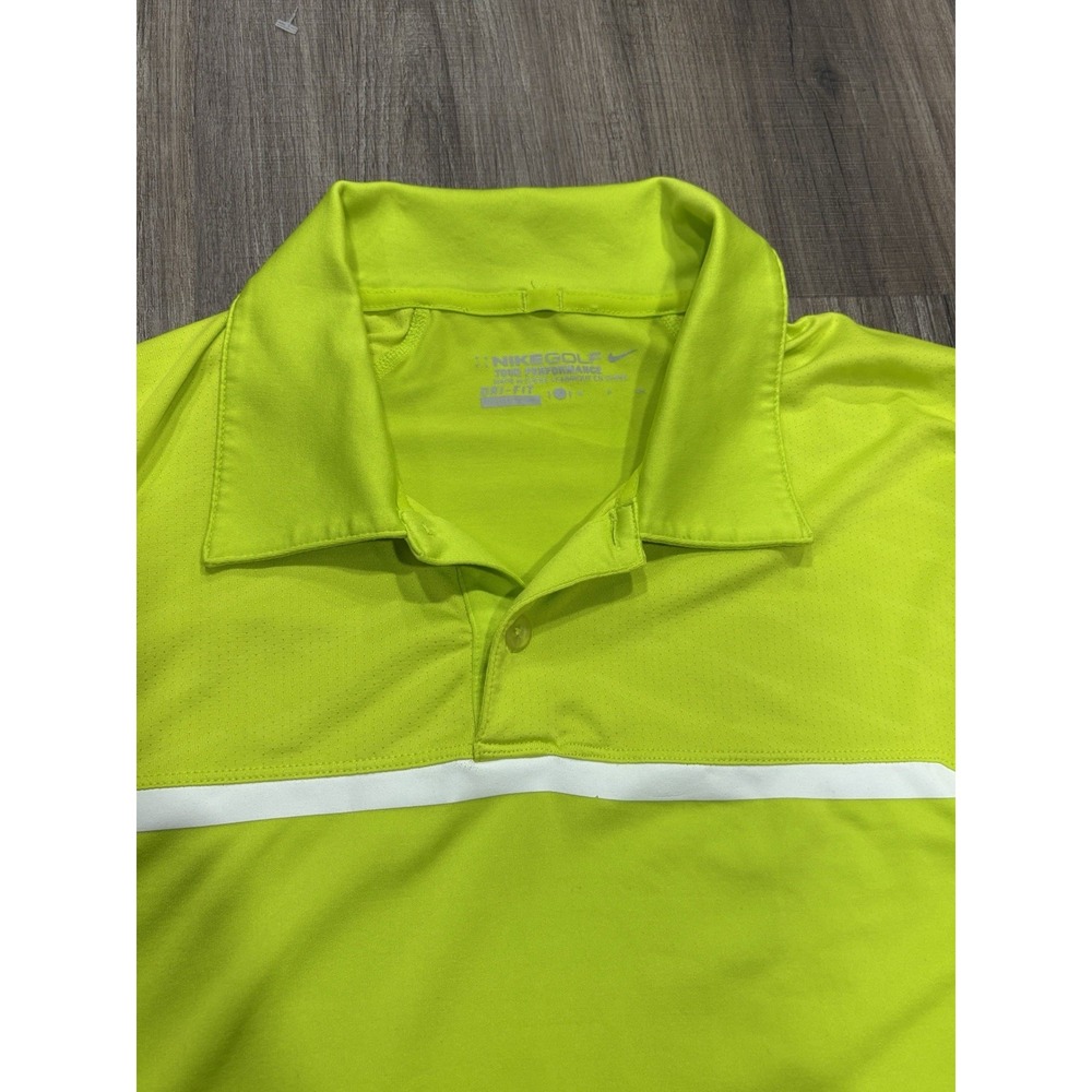 Nike Dri Fit Short Sleeve Mens Dri‎ Fit Size Small Solid Neon Yellow Polo